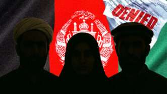 Three silhouettes over the flag of Afghanistan | Illustration: Eddie Marshall | Steve Allen | Karen Keczmerski | Dreamstime.com | ChatGPT