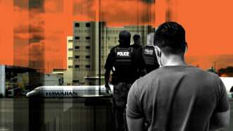 Detainees and guards in Hawaii | Illustration: Eddie Marshall | Edna Leshowitz | ZUMAPRESS | Newscom | Midjourney