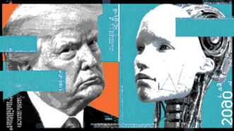 Illustration of Trump next to a humanoid robot | Illustration: Eddie Marshall | Midjourney