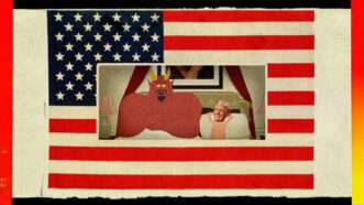An American flag with a still from South Park in the middle of the image | Eddie Marshall | Mtsaride | Dreamstime.com | South Park | Midjourney