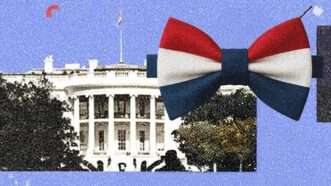 The White House, with a bow tie attached | Illustration: Eddie Marshall | ChatGPT | Midjourney