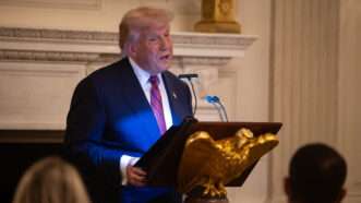 President Donald Trump addresses a gathering of U.S. senators at the White House | CNP/AdMedia/Newscom