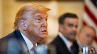 Donald Trump during a dinner with Israeli Prime Minister Benjamin Netanyahu at the White House | Al Drago/Pool via CNP/Polaris/Newscom