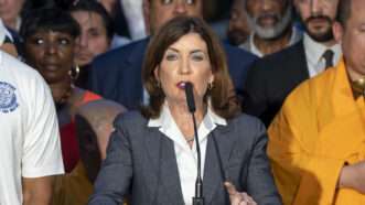 New York Gov. Kathy Hochul speaks at a prayer vigil after a mass shooting in Manhattan | Ron Adar/M10s/Zuma Press/Newscom