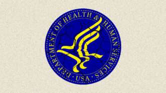 The logo for the U.S. Department of Health and Human Services, with cracks throughout. | Illustration: Eddie Marshall | ChatGPT