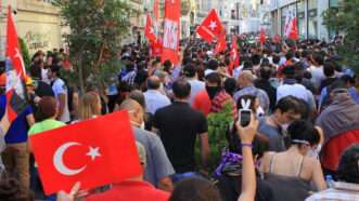 Protesters in Istanbul holds Turkish flags. | Ahmet  Ariturk | Dreamstime.com