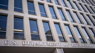 Upward-facing shot of the entrance to the U.S. Department of Education building in Washington, D.C. | BONNIE CASH/UPI/Newscom