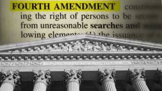 Text of the Fourth Amendment above the Supreme Court | Illustration: Eddie Marshall | Fr3ank33 | Richard Gunion | Dreamstime.com