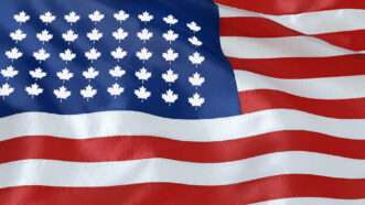 An American Flag with Canadian Maple Leaves in place of stars | Illustration: Eddie Marshall | Heromen30 | Dreamstime.com