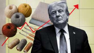 President Donald Trump pictured alongside craft supplies | Illustration: Eddie Marshall | Aaron Schwartz | Pool via CNP | picture alliance | Consolidated News