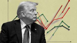 Trump in front of a polling chart | Illustration: Eddie Marshall | CNP | AdMedia | Newscom | Midjourney