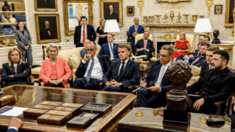 European leaders gather around Donald Trump in the Oval Office August 18, 2025, to talk about ending the Russia-Ukraine war. | Whitehouse.gov