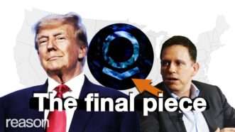 Donald Trump and Peter Thiel in front of the Untied States spying on Americans | Illustration: Lex VIllena