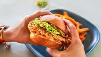 A chicken sandwich made with cell-cultured protein | Upside Foods