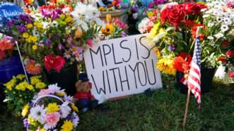 A memorial to victims of the August 27 shooting at Annunciation Catholic Church in Minneapolis | Craig Lassig/UPI/Newscom