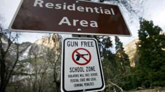 A gun-free school zone sign in Yosemite Valley, California | Eric Paul Zamora/MCT/Newscom