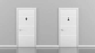 Public restroom doors with male and female icons. | Marozhkastudio | Dreamstime.com