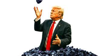An illustration of Donald Trump in a pile of coal | Illustration: Joanna Andreasson; Source images: iStock, ChatGPT-4