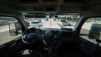 topicsfuture | Photo: Inside the cab of an autonomous truck; Aurora