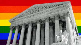 Supreme Court with a rainbow flag background | Illustration: Eddie Marshall | Gerald Mothes | Dreamstime.com | Midjourney