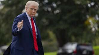 President Donald Trump gives a thumbs up on the South Lawn of the White House | Shawn Thew/UPI/Newscom