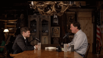 Tucker Carslon and Nick Fuentes | Screenshot via Tucker Carlson show / X