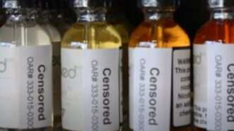 Censored e-liquid bottles at Division Vapor in Portland, Oregon | Goldwater Institute