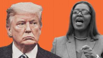 President Donald Trump and New York Attorney General Letitia James | Illustration: Eddie Marshall | Matthew Cohen | Wikimedia Commons | Midjourney