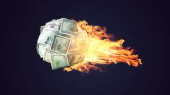 A ball of money on fire | ID <a href="https://www.dreamstime.com/fire-money-ball-dollar-bills-going-up-like-comet-space-concept-rapid-development-financial-profit-image107030870">107030870</a> ©  <a href="https://www.dreamstime.com/aoleshko_info">Aoleshko</a> | <a href="https://www.dreamstime.com/">Dreamstime.com</a>