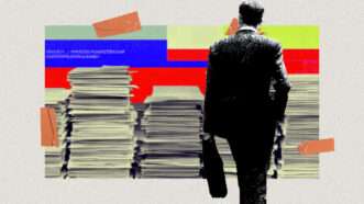 Man looking at a stack of papers | Illustration: Eddie Marshall | Midjourney