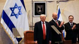 President Trump speaking in the Israeli parliament, Knesset | JALAA MAREY/UPI/Newscom
