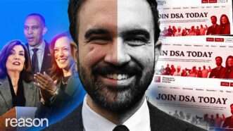 Zohran Mamdani next to Democratic socialists and Hochul and Hakeem Jeffries | Octavio Guzmán/EFE/Newscom, CNP/AdMedia/SIPA/Newscom