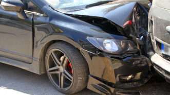 A crashed sedan. | Eladora | Dreamstime.com