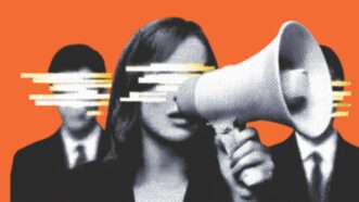 Anonymous people with a megaphone. | Illustration: Eddie Marshall | Midjourney