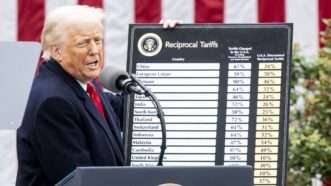 President Trump on "Liberation Day" holding up a tariff chart | Michael Brochstein/ZUMAPRESS/Newscom