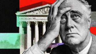 The Supreme Court building, and Franklin D. Roosevelt | Illustration: Eddie Marshall | Midjourney