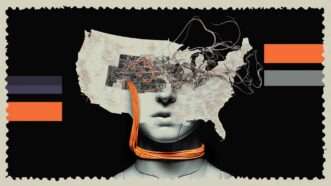 Illustration of a humanoid robot being strangled by wires coming out of the continental U.S. | Illustration: Eddie Marshall | Midjourney