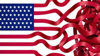 An illustration of the American flag with the red stripes furling up to illustrate bureaucratic red tape | Photo: iStock