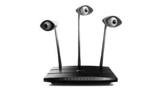 A Wi-Fi router with eyes coming out of it | Illustration: Joanna Andreasson Source images: iStock