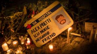Artistic rendering of Alex Pretti's hospital ID resting on the ground next to other items | Pat Vasquez-Cunningham/ZUMAPRESS/Newscom