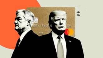 Donald Trump, Jerome Powell, and a credit card | Illustration: Eddie Marshall | Midjourney