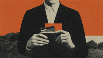 A businessman holds a wallet full of credit cards. | Illustration: Midjourney