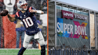 New England Patriot's player and Levi Stadium, sight of the Super Bowl | Credit: Dylan Stewart/Image of Sport/Eric Canha/Cal Sport Media/Newscom
