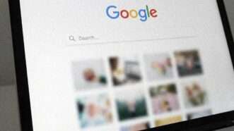 Google, with the search results blurred. | Illustration: Eddie Marshall | Nano Banana