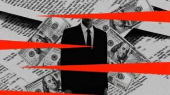 A man stands in front of cash and paperwork | Illustration: Eddie Marshall | Midjourney | Nano Banana