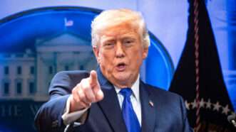 President Donald Trump at a White House press conference | Sipa USA/Newscom