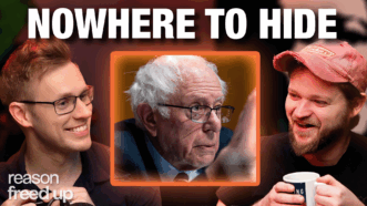 A YouTube thumbnail showing Robby Soave, Bernie Sanders, and Christian Britschgi | Adani Samat