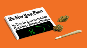 A copy of The New York Times next to a joint and marijuana nuggets | Adani Samat/Midjourney