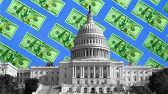 $100 bills float behind the U.S. Capitol | Illustration: Envato