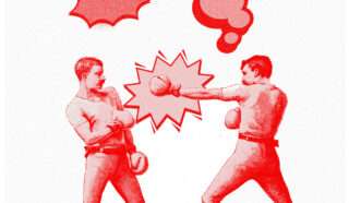 An illustration of old-timey boxing guys | Illustration: Joanna Andreasson; Source images: iStock